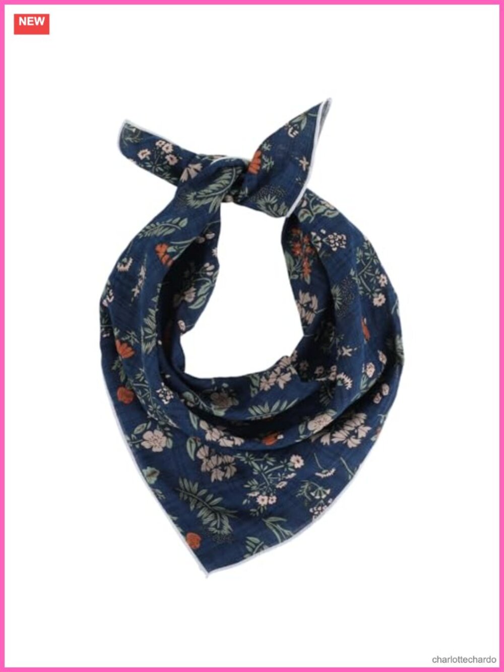 Floral Cotton Blend Bandana Headband Neck Scarf Square 22x23 Inch